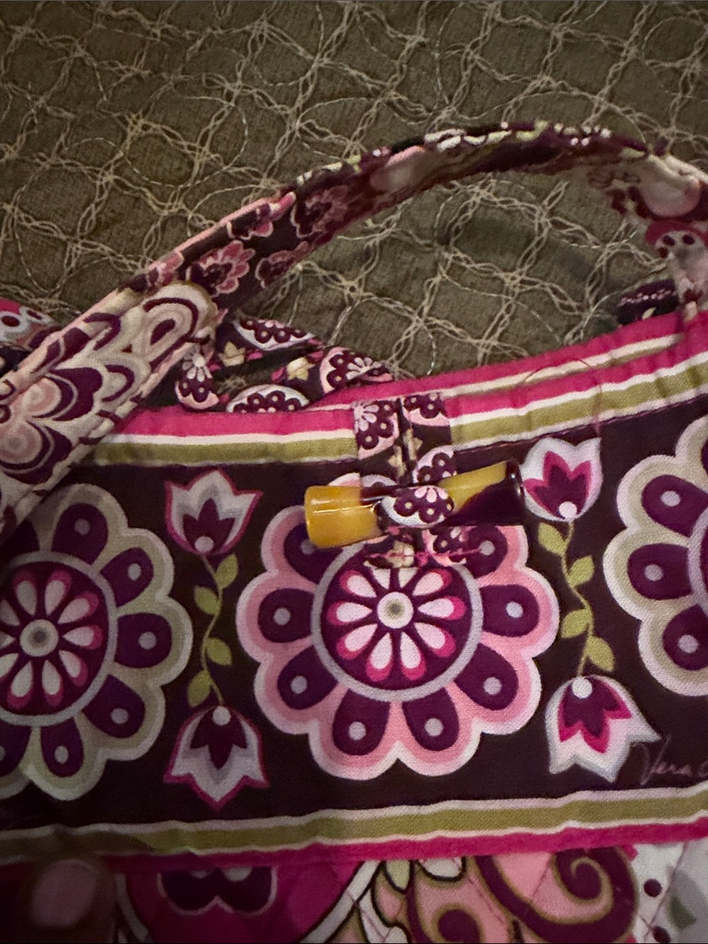 Vera Bradley Pink Paisley Quilted Tote with Floral Trim - Picture 7 of 8